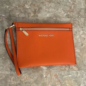 Michael Kors Orange Tangerine Wristlet Clutch